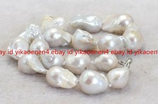 Real Natural 15-20mm White Baroque Freshwater Pearl Neckalce 18'' 24'' 30'' 36''