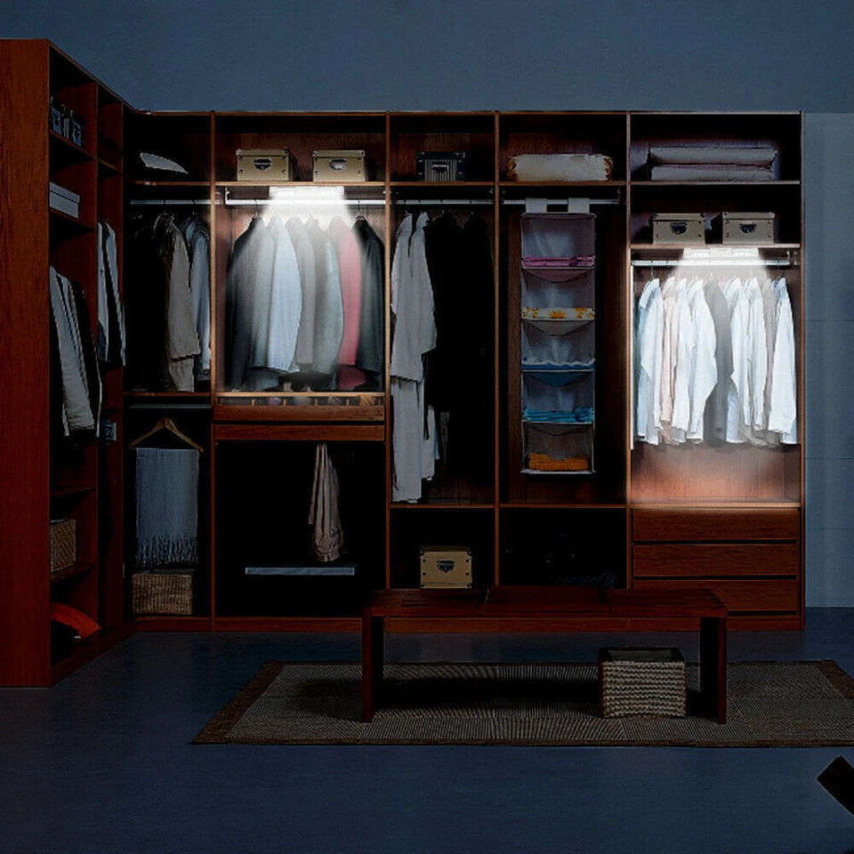 Battery Operated 6 LED PIR Motion Sensor Cabinet Light Closet Night Lamp Bar 90° - Image 4 of 4