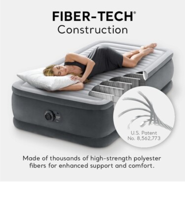 Intex Dura-Beam Deluxe Comfort Plush Air Mattress Series with Internal Pump