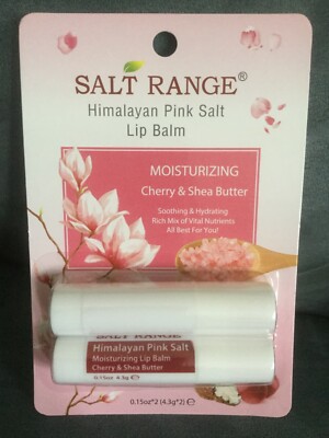 SALT RANGE HIMALAYAN PINK LIP BALM CHERRY & SHEA BUTTER 2 PACK 0.15 OZ EACH 