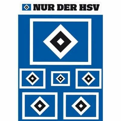 HSV Aufkleber Set 7-teilig HSV Logo Raute Hamburger SV Karte HSV Fanartikel Shop