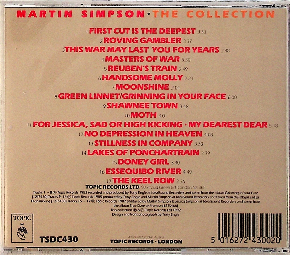 MARTIN SIMPSON- The Collection CD (NEW Topic Folk) Best of, 17 tracks - Image 2 of 2