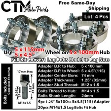 4x 1.25 Thick 5x100mm To 5x4.55x115 74 Cb Wheel Adapter Kit For Vw Audi More 4x 1.25 Thick 5x100mm To 5x4.55x115 74 Cb Wheel Adapter Kit For Vw Audi More