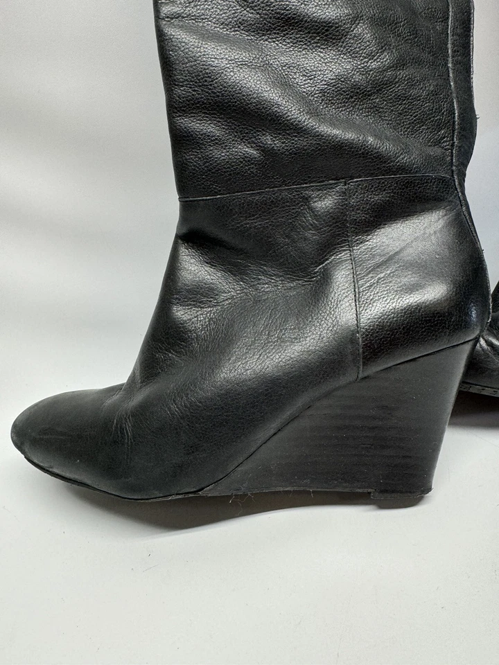 Botas de cuero Banana Republic tacón de cuña altas negras talla 8,5 M Foto 2 de 4