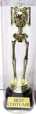 Halloween Best Costume Trophy Skeleton Fall Party Supplies Decor Award 9.5" Tall