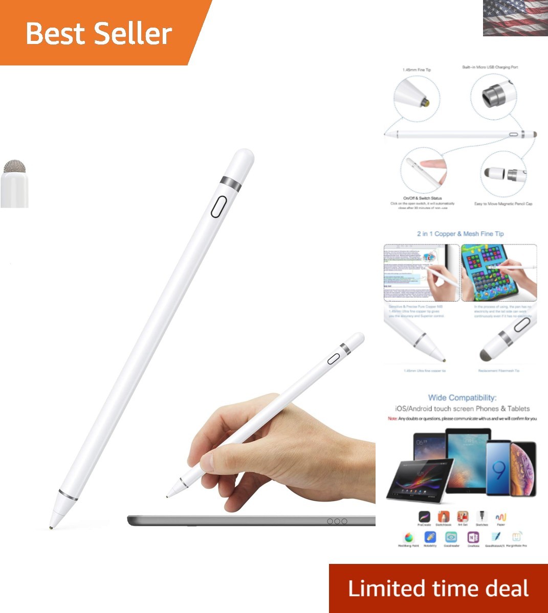 Precision Copper Stylus for iPad & Smartphones - Smooth Responsive Design  