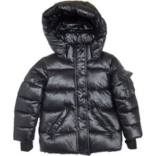 S13 New York Kid's Size 2T Glossy Black Puffer Coat w/Removable Hood
