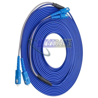 15M Armored Cable SC to SC SM 9/125 Duplex Fiber Patch Cord *kk