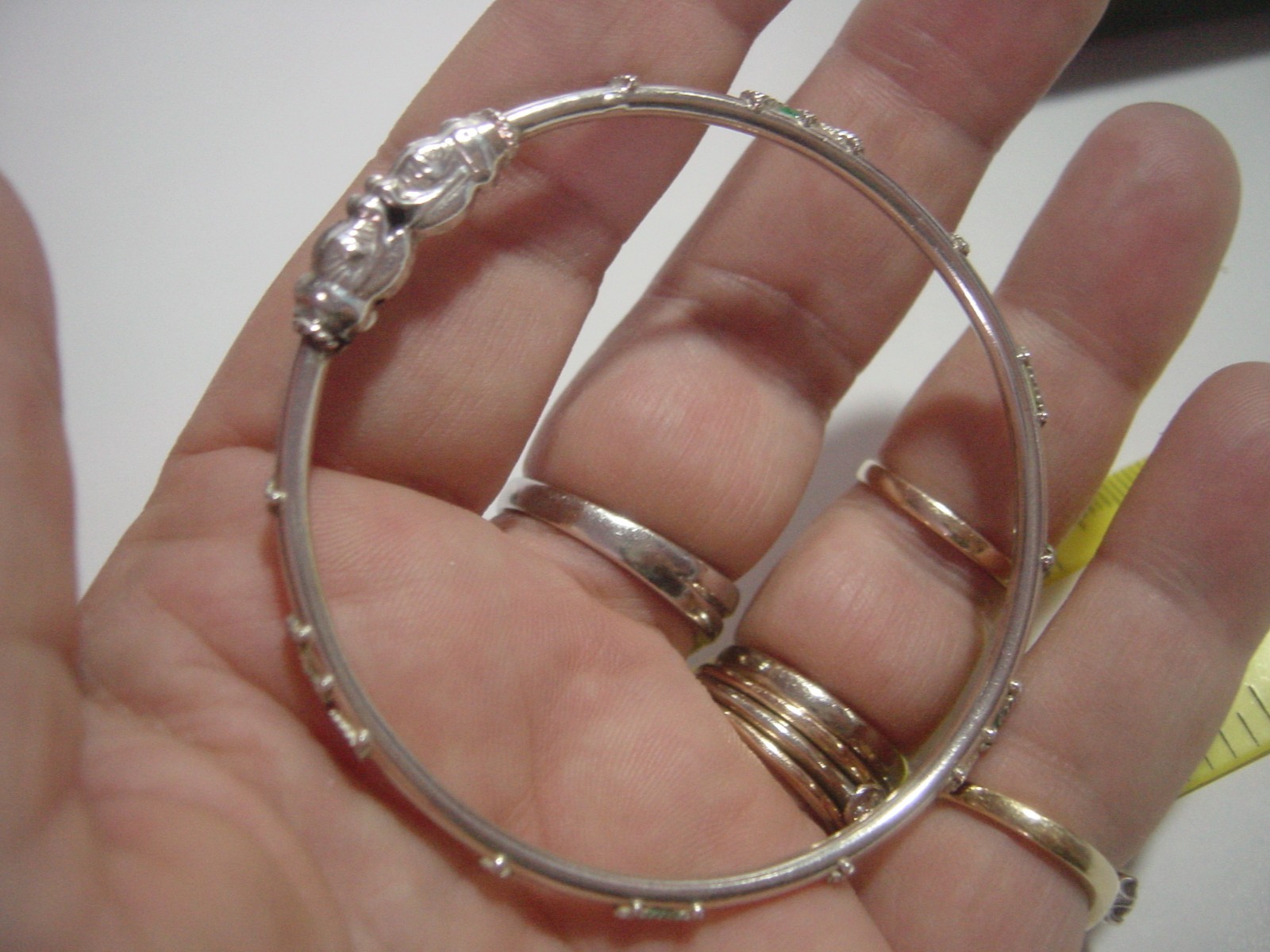 Solid Silver VINTAGE-chinese elephant-enamelled b… - image 10