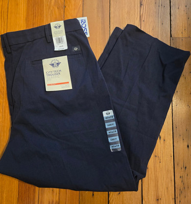 Dockers City Tech Trouser Pants Mens 40x29 Navy Classic Fit Stretch $72