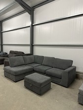 Grey DFS Orka Corner Sofa & Storage Footstool DELIVERY AVAILABLE!