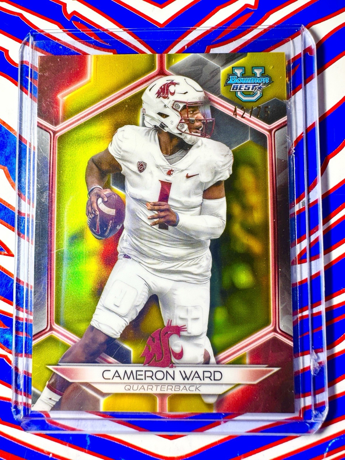 2024 Bowman U Best Cam Ward RC Yellow Refractor /75 #84 Miami U Titans RC