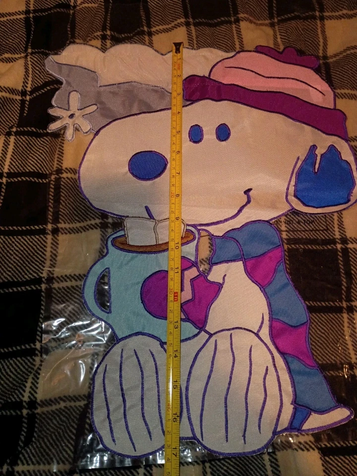 SNOOPY PEANUTS GANG Winter Garden Flag Snoopy With Hot Chocolate  12"x 18"  - Image 3 of 4