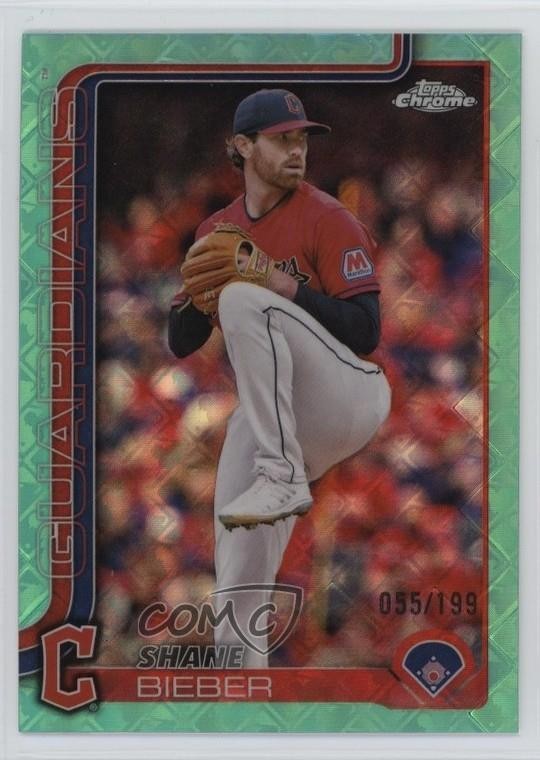 2025 Topps Chrome Logofractor Edition Aqua Refractor 55/199 Shane Bieber #13 0hr