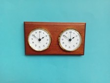 Dual Time wall clock, mahogany