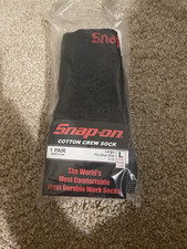 Snap-on Men's Cotton Crew Work Socks L Black/Red Logo Reinforced Toe/Heel 1 Pair