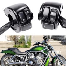 Black Motorcycle 1" Handlebar Turn Signals Switches & Wiring Harness For Harley