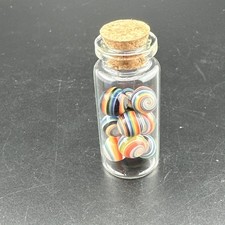 Set of 10x Contemporary Handmade Art Glass Marbles PeeWee Multicolor Swirl MIBs