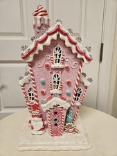 Grande casa di pan di zenzero rosa dipinta a mano con LUCI E 🎅 