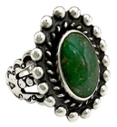 ANTIQUE 1930’s FRED HARVEY Sterling Silver ROPE & RAINDROP Green TURQUOISE Ring