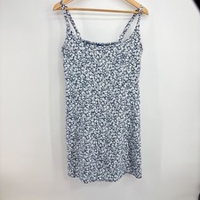 Old Navy Floral Linen Blend Cami Mini Dress Navy Ditsy Smocked Pockets Large