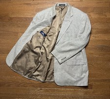 Stafford Blazer 100 Silk Mens 44R Tan / Beige Herringbone 2 Button Sports Coat