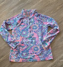   Lilly Pulitzer Women  s Small Skipper Popover Jacket Bamboo Zip Blue Pink Floral