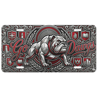 Georgia Bulldogs Go Dawgs License Plate Ornate Bulldog Mascot UGA