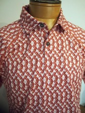 Tommy Bahama Performance Fabric Fresco Geo Polo Shirt NWT Medium 118 Red Ginger