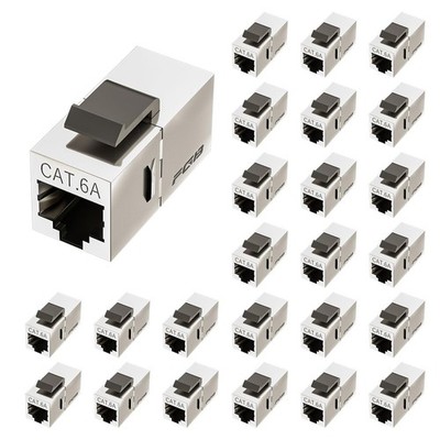 10Gbps Cat6a Shielded Keystone Coupler, Female to cat6a, Silver