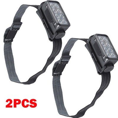 2Pc COB LED Headlamp USB Rechargeable Headlight Torch Light Bar Head Band Lamp