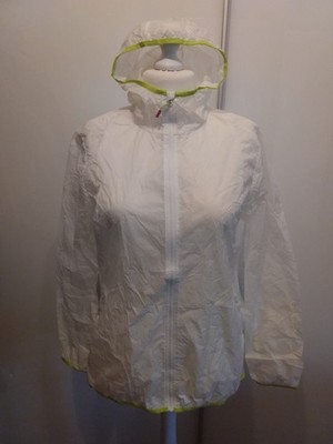  AST Lauf-Jacke Wind Regen Kaputze Beutel A-A ca. 57cm/ L ca. 69cm weiss neon