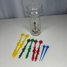 Vintage Skylon Tower Niagara Falls Canada Souvenir Drinking Glass w/ Stir Sticks