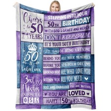 50th Birthday Her Throw Blanket Women 50 Year Old Soft 60x50 Inch Happy