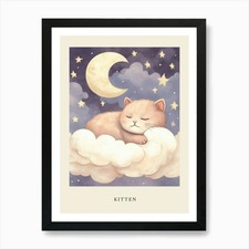 Sleeping Baby Kitten 3 Nursery Post Framed Wall Art Poster Canvas Print Picture