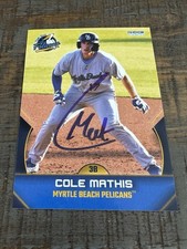 2025 Myrtle Beach Pelicans Cole Mathis Autograph Signed Team Card Cubs Auto
