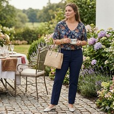 Ulla Popken Tunic 24-26 Art-to-Wear Floral Fl...