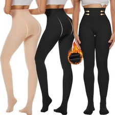 Women Compression Pantyhose Fleece Lined Thermal Tights Panty Hose Stockings US