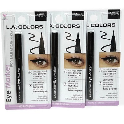3 PK  LA COLORS C62111 BLACK  EYE MARKER SLIM FELT FINE TIP PRECISE EYELINER