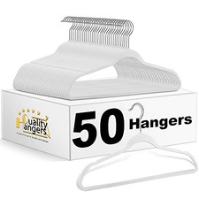 Pack Non-Velvet Plastic Hangers for Clothes - Heavy Duty Coat Hanger Set - 50