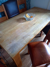 Solid Oak Dining Table 4 Chairs Set  Rectangular 100% Oak L180cm H78cm W90cm
