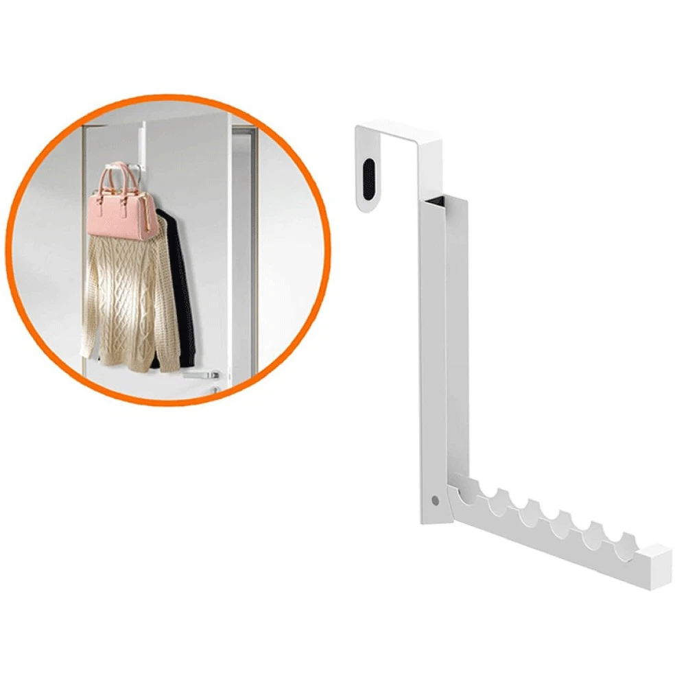 2Pcs Over The Door Hooks Hanger Folding Over The Door Clothes Drying Rack NEW