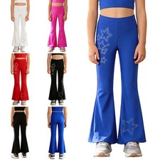 Girls Trousers Kids Pants Party Fringe Flared Star Competition Gift Dancewear