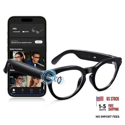 AI Smart Camera Glasses, 8 MP Lens, 4K Photos & 1080P Video Recording AI Q&A