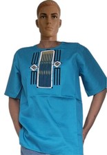 African Men's Shirt Patches Kente With Embroidery shirt Chest 40 In 