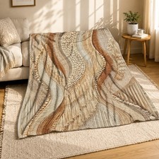 Boho Textured Arcs Coral Fleece Blanket
