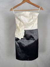 Vintage 90s Jessica McClintock Strapless White Grey Cocktail Dress Size XS