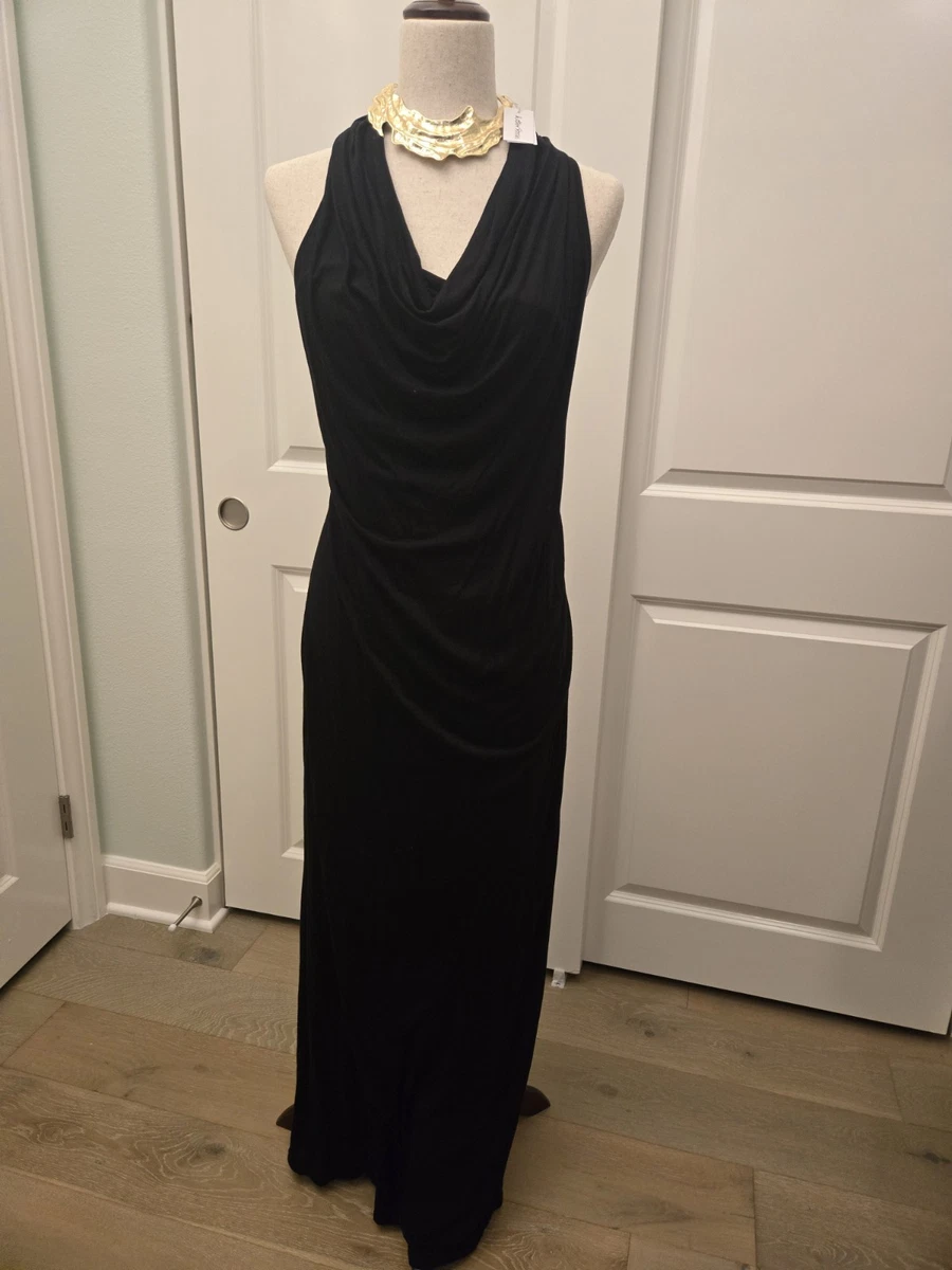 chinese dress ladies Helmut Lang Womens Side Drape Asymmetric Party Dress Navy L