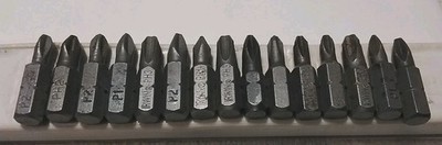 15PC ASSORTED PHILLIPS BIT 1/4'' HEX ×1'' LONG