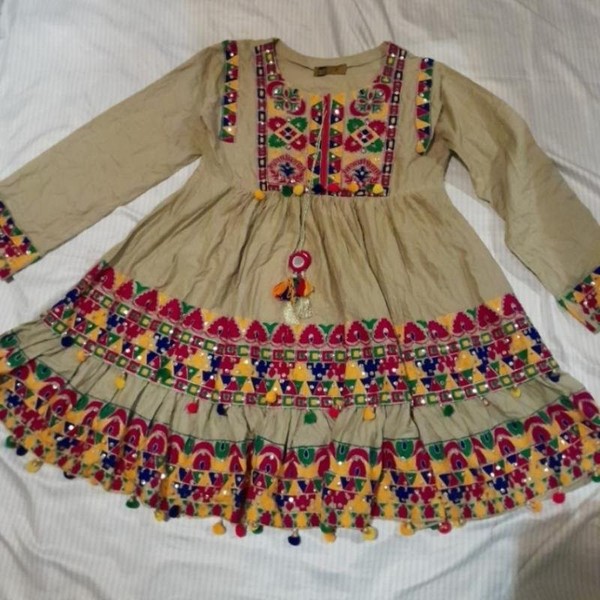 Women American Vintage Dress Khaki Acrylic 40 / L